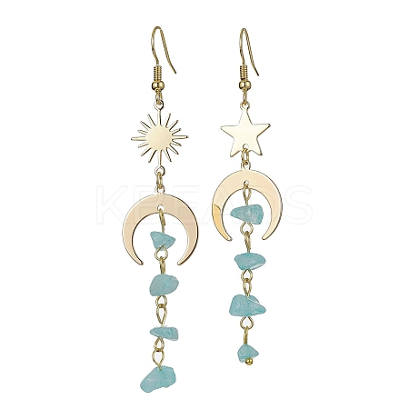 Moon & Sun & Star Brass Asymmetrical Earrings EJEW-JE05461-05-1