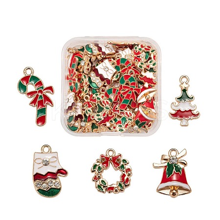 50Pcs 5 Style Christmas Theme Alloy Enamel Pendants ENAM-LS0001-49-RS-1