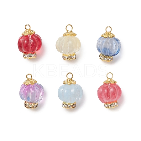 6Pcs Glass & Alloy Pendants PALLOY-JF04636-1