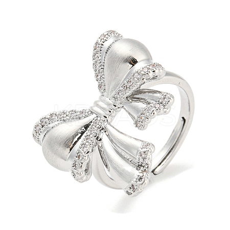 Brass Micro Pave Cubic Zirconia Adjustable Rings RJEW-E091-02P-1