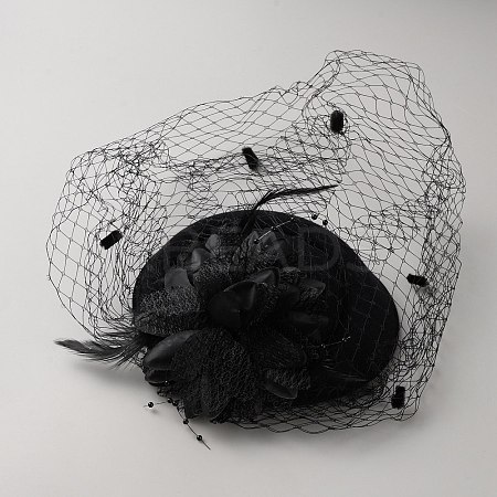 Women's Fascinators Feather Hat for Party Decoration AJEW-WH0650-72-1