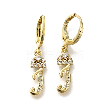 Brass Clear Cubic Zirconia Hoop Earrings EJEW-M045-01J-1
