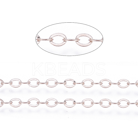 Brass Flat Oval Cable Chains X-CHC025Y-RG-1