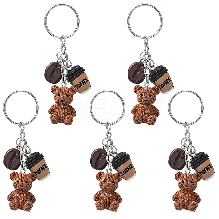 5Pcs Opaque Resin Keychains KEYC-YW00242-01-1
