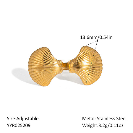Ocean Themes Stainless Steel Adjustable Cuff Rings for Women LS-VG5206-8-1