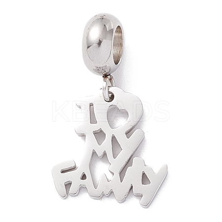 304 Stainless Steel European Dangle Charms STAS-I192-06P-1