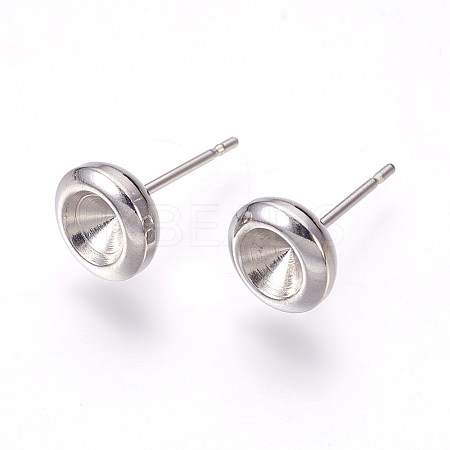 Non-Tarnish 304 Stainless Steel Post Stud Earring Settings LS-STAS-E446-02A-P-1