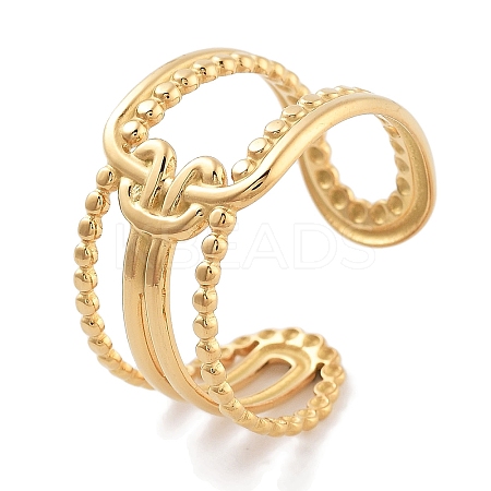 304 Stainless Steel Oval Open Cuff Rings for Women RJEW-K273-07G-1