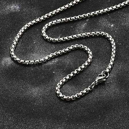 Non-Tarnish 304 Stainless Steel Box Chain Necklaces NJEW-O110-05H-P-1