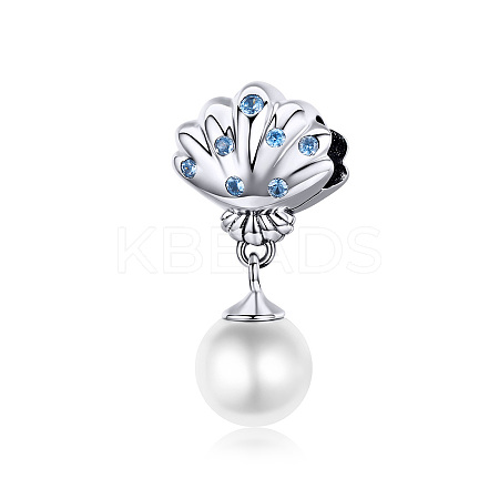 Anti-Tarnish Rhodium Plated 925 Sterling Silver European Dangle Charms HJEW-FF0012-16-1