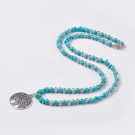 Synthetic Turquoise Pendant Necklaces NJEW-JN02155-1