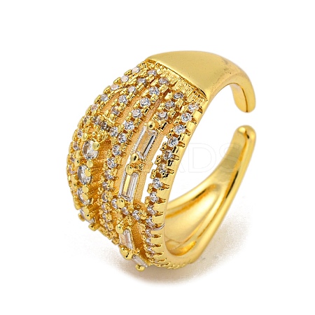 Brass Micro Pave Cubic Zirconia Cuff Rings for Women LS-RJEW-E294-04G-01-1