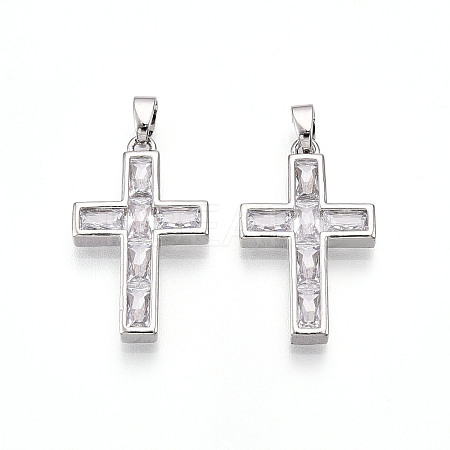 Brass Micro Pave Cubic Zirconia Pendants KK-N257-32P-1