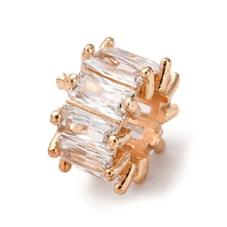 Brass Micro Pave Clear Cubic Zirconia Beads KK-D378-24G-01-1