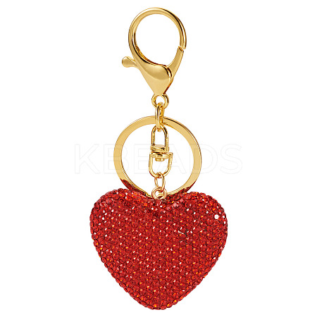 Handmade Polymer Clay Rhinestone Heart Keychains KEYC-TAC00068-01-1