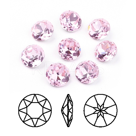 Pointed Back & Back Plated Glass Rhinestone Cabochons RGLA-J012-10mm-223-1