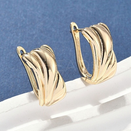 Rectangle Brass Hoop Earrings EJEW-D320-21G-1
