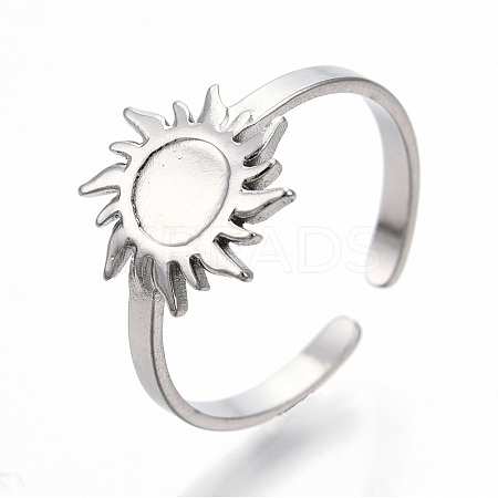 Non-Tarnish 304 Stainless Steel Sun Cuff Rings LS-RJEW-N038-116P-1
