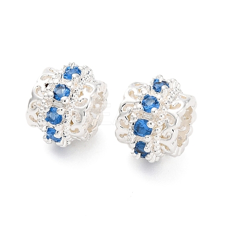 Brass Micro Pave Cubic Zirconia European Beads KK-H513-06S-1