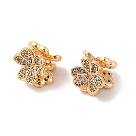 Brass Micro Pave Cubic Zirconia Beads KK-B100-51G-01-1