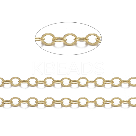 Brass Flat Oval Cable Chains CHC025Y-G-1