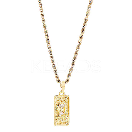1Pc Brass with Cubic Zirconia Pendants Necklaces NJEW-LP0001-46A-G-1