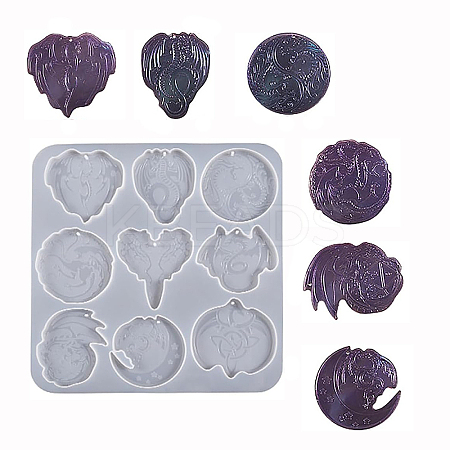 Flying Dragon DIY Silicone Pendant Molds AJEW-YWC0002-02A-1