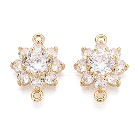 Brass Pave Clear Cubic Zirconia Connector Charms X-KK-N284-14G-1