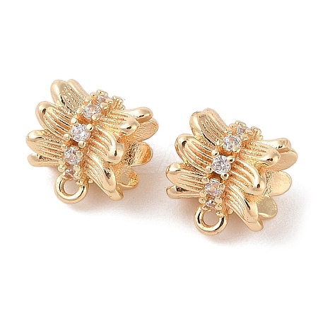 Brass Pave Clear Cubic Zirconia Beads KK-N256-08G-G-1