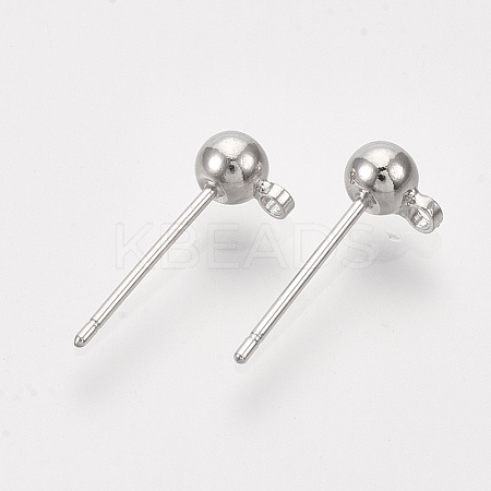 Brass Ball Stud Earring Findings X-KK-S348-415B-1