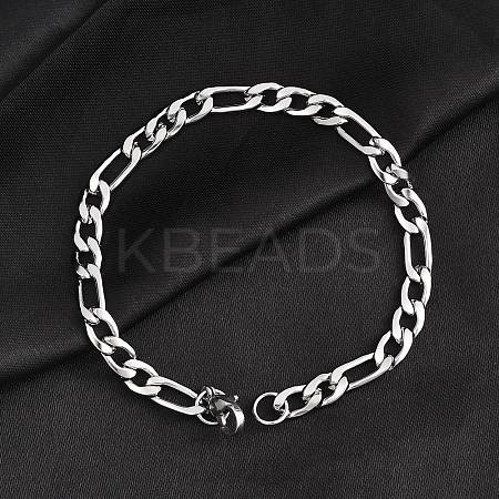 Tarnish Resistant Trendy Women's 304 Stainless Steel Figaro Chain Bracelets LS-STAS-A028-B017P-1