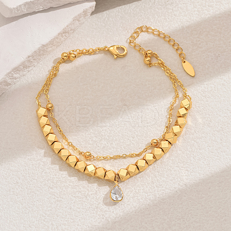 Brass Micro Pave Cubic Zirconia Milti-strand Breacelets BH3683-1-1