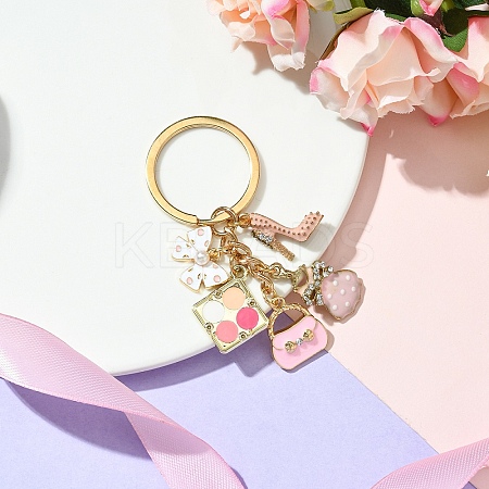 Alloy Enamel & Rhinestone & Plastic Pearl Keychain KEYC-YW00151-03-1