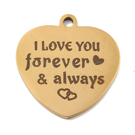 Valentine's Day PVD Vacuum Plating 201 Stainless Steel Pendants STAS-L079-24G-01-1