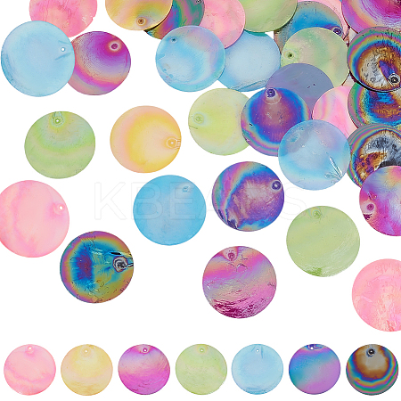 42Pcs 7 Colors Spray Painted Natural Capiz Shell Pendants SSHEL-SC0001-44-1