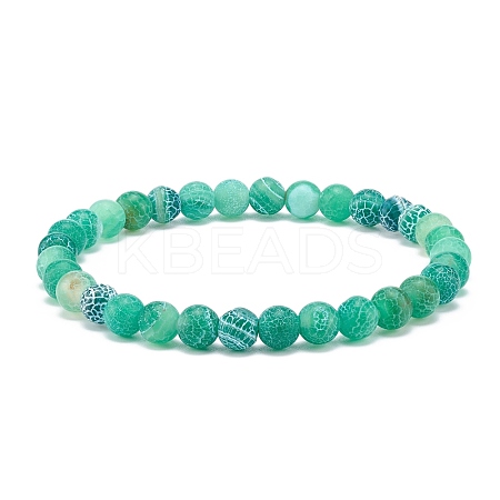 Natural Weathered Agate(Dyed) Round Beaded Stretch Bracelet BJEW-JB08363-04-1