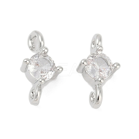 Brass Clear Cubic Zirconia Connector Charms KK-Z094-10P-1