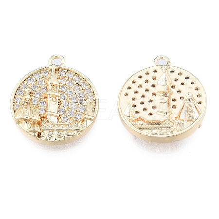 Brass Micro Pave Clear Cubic Zirconia Pendants KK-N216-566LG-1