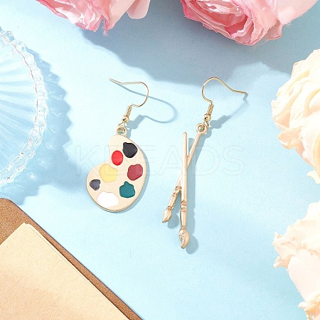 Palette & Brush Alloy Enamel Dangle Earrings EJEW-JE06482-1