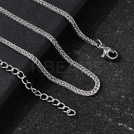 2MM 304 Stainless Steel Wheat Chain Necklaces for Men STAS-V011-03C-P-1