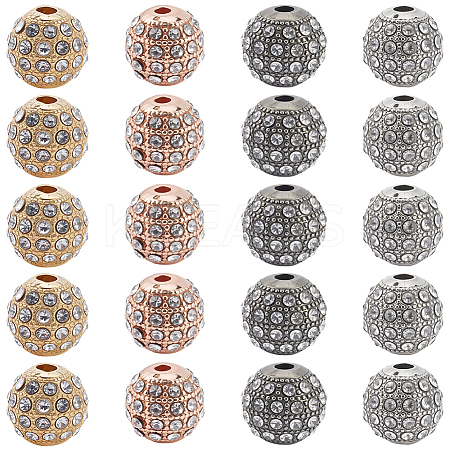 20Pcs 4 Colors Alloy Rhinestone Beads FIND-PA0001-20-1