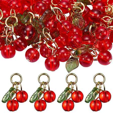 40Pcs Glass & Acrylic Beaded Charms FIND-SZ0003-73-1