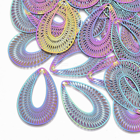 Ion Plating(IP) 304 Stainless Steel Filigree Pendants STAS-S108-87-1