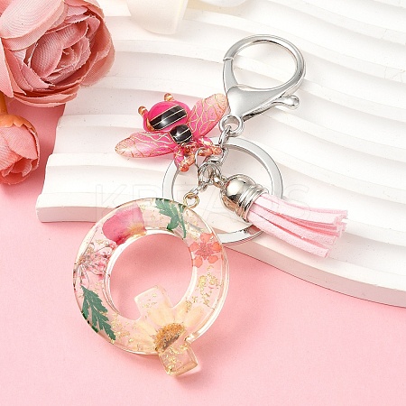 Resin & Acrylic & Faux Suede Tassel Keychain KEYC-YW00125-17-1