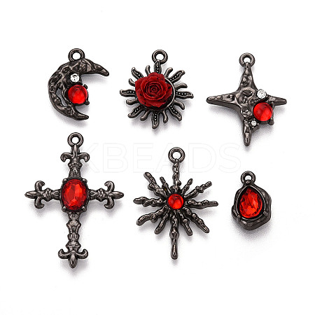 Alloy Rhinestone and Resin Pendants PALLOY-T093-01B-1