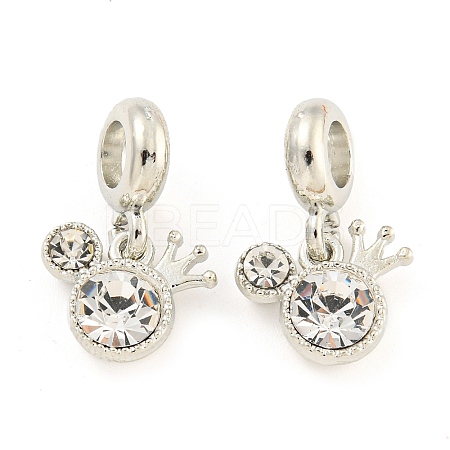Rack Plating Alloy Pave Crystal Rhinestone Crown European Dangle Charms FIND-B034-16P-1