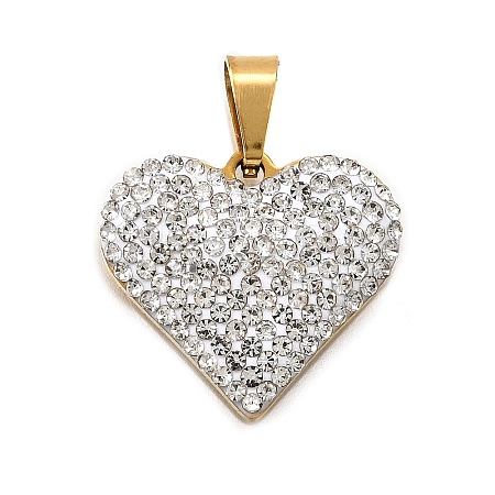 201 Stainless Steel Clay Pendants STAS-R166-02C-G-1