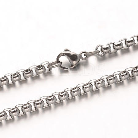 Tarnish Resistant 304 Stainless Steel Box Chain Necklaces NJEW-M124-08P-1