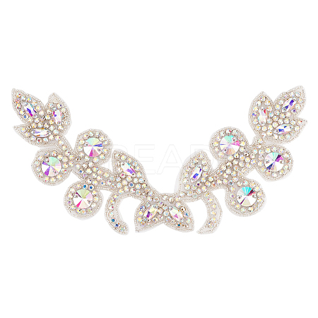 Flower Pattern Rhinstone Appliques AJEW-FG0002-40B-1