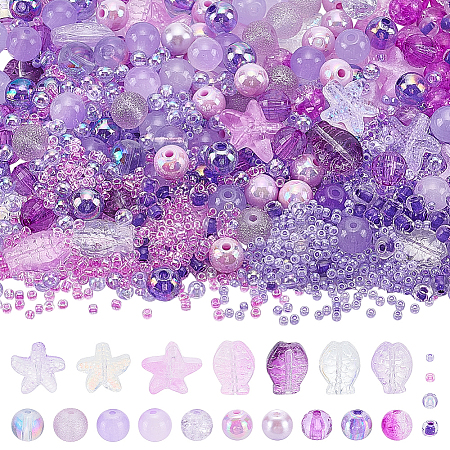Transparent Spray Painted Glass & Acrylic Beads Kits GLAA-NB0001-82-1